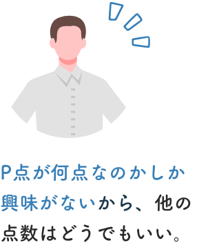 P点が何点なのかしか興味がないから、他の点数はどうでもいい。